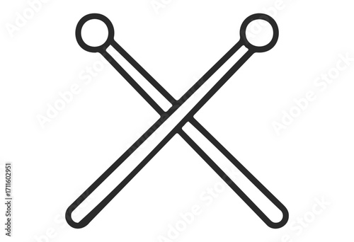 Minimalist design of crossed knitting needles - stock vector