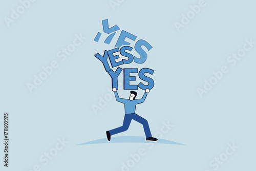 Stop always saying yes, hard working businessman who carried the heavy burden of saying yes, agreed to help with other colleagues