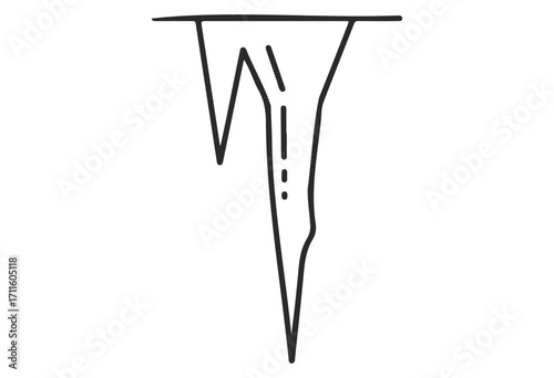 Black and white minimalist abstract icicle drawing - stock vector