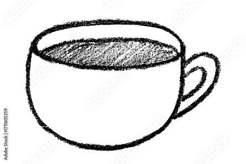 Cute cup of tea or coffee illustration Simple mug clipart Cozy home doodle Single element for design
