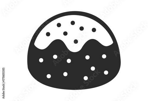 Monochrome icon of iced cookie with polka dot sprinkles - stock vector