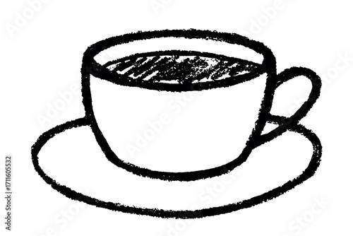 Cute cup of tea or coffee illustration Simple mug clipart Cozy home doodle Single element for design