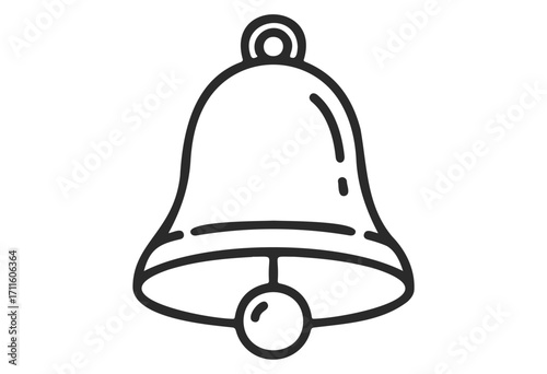 Simple black and white bell icon with minimalist design - stock vector