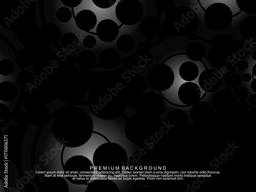 Black background with gradient black 3D abstract ball pattern with hole texture, suitable for digital technology themes, modern, etc.