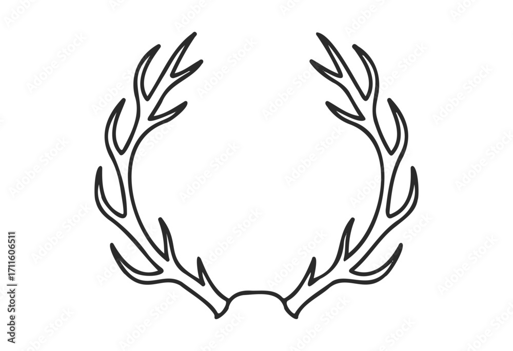 Fototapeta premium Outline of antler branches with natural curved design - stock vector