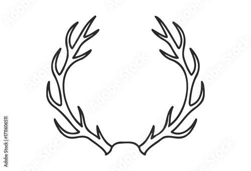 Outline of antler branches with natural curved design - stock vector