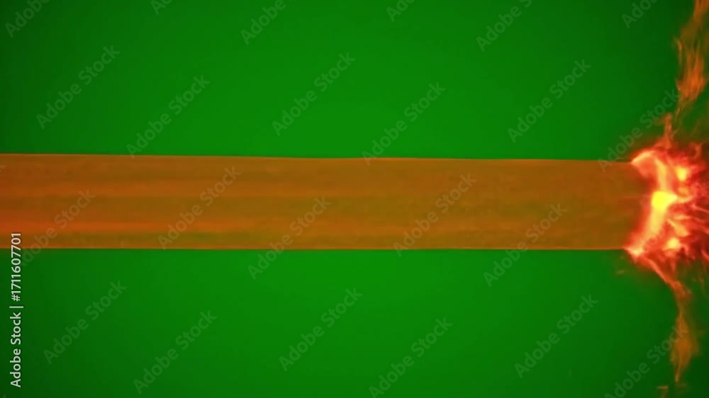 custom made wallpaper toronto digitalFiery orange liquid stream erupts from a glowing tube against a vibrant green background.