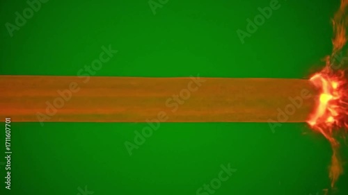 Wallpaper Mural Fiery orange liquid stream erupts from a glowing tube against a vibrant green background. Torontodigital.ca