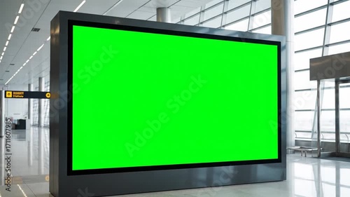 Empty green screen display airport