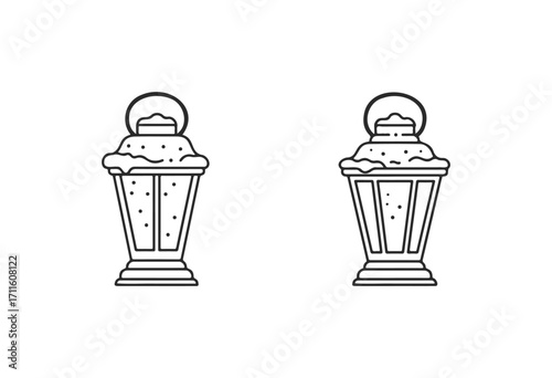 Black and white ice cream sundae line art with cherry top - stock vector