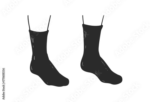 Minimalist black silhouette of two socks - stock vector