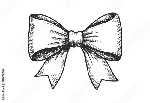 Elegant hand-drawn bow tie sketch with vintage design - stock vector