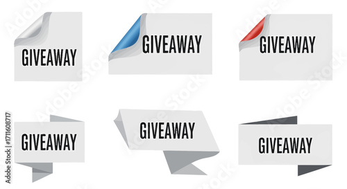 Collection of six distinct Giveaway labels and banners.