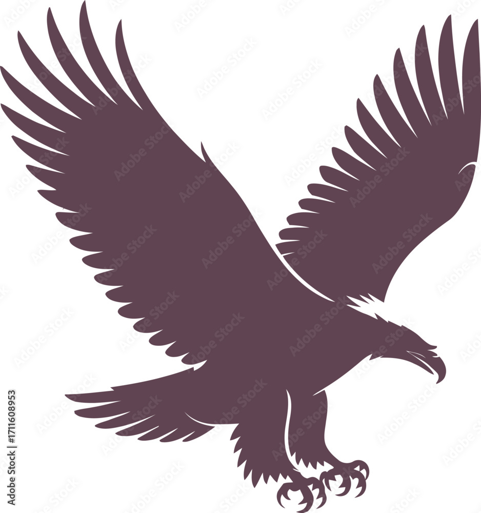 Fototapeta premium Soaring Eagle Silhouette Vector Illustration A Powerful Bird in Flight Black Graphic Design Element for Wildlife Enthusiasts and Nature Inspired Projects
