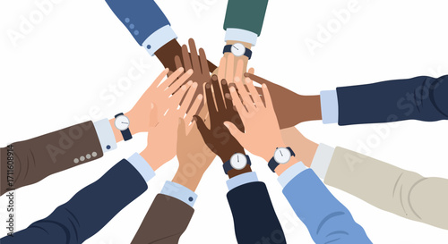 Diverse Business Team HighFiving in Unity.