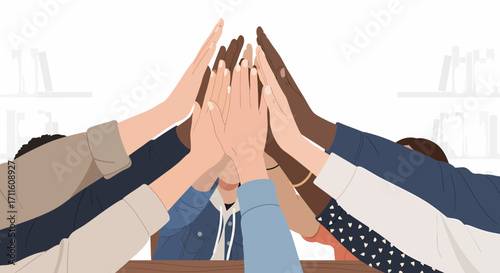 Diverse Group of People Stacking Hands in Unity.