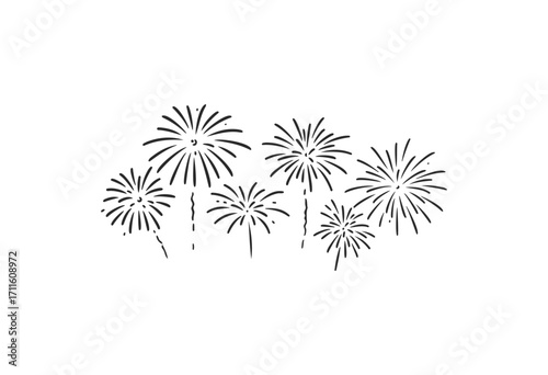 Black firework burst silhouettes - stock vector