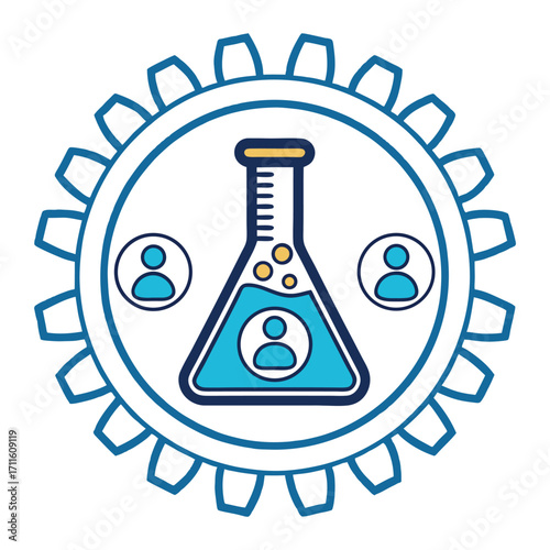 Science teamwork collaboration icon research development innovation and science iconography stakeholder icon