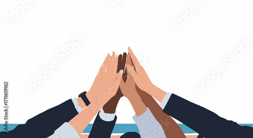 Diverse Hands in High Five Teamwork and Unity.