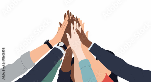 Diverse Hands United in a High Five Gesture of Teamwork 1.