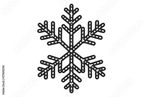 Simple black and white snowflake icon design - stock vector