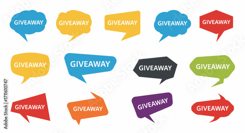 Set of Colorful Giveaway Speech Bubbles.