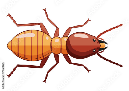 Worker termite illustration. Pest control concept for home protection and insect eradication.