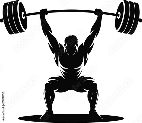 Weightlifting Silhouette Illustration A Black Vector Image of a Weightlifter in Action for Fitness and Strength Training Designs