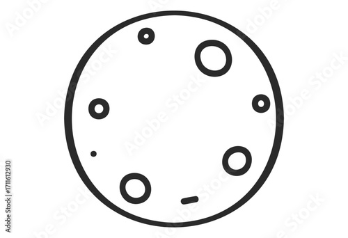 Simple black and white moon drawing with craters - stock vector