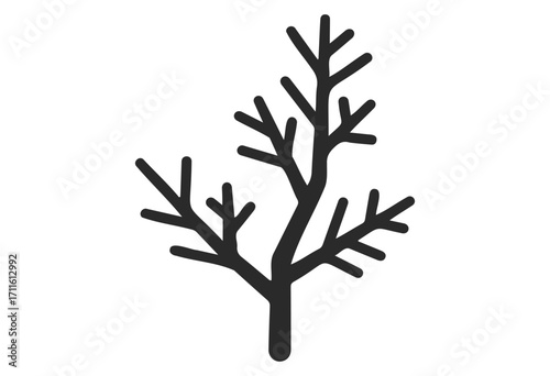 Minimalist black tree branch icon - stock vector