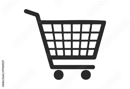 Simple black shopping cart icon - stock vector