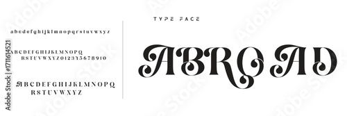 Elegant Font Uppercase Lowercase and Number. Classic Lettering Minimal Fashion Designs. Typography modern serif fonts regular decorative vintage concept. vector illustration