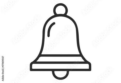 Outline of a bell icon for notifications and alerts communication - stock vector