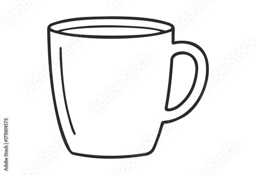 Minimalist outline drawing of a coffee mug with handle - stock vector