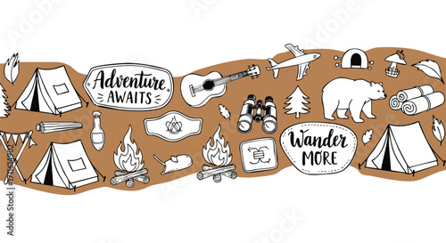 Inspiring adventure awaits wanderlust design perfect for camping and outdoor themed projects