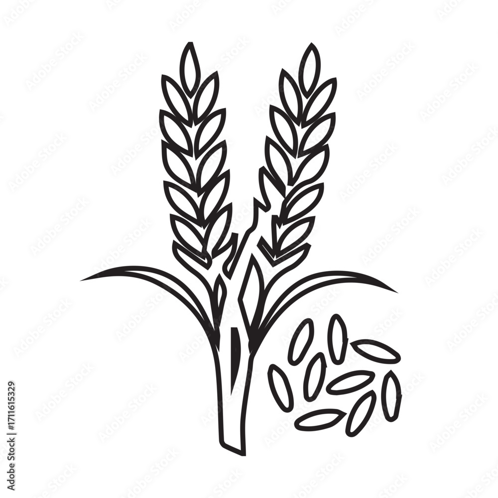 Fototapeta premium Rice Stalk Icon