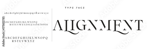 Lettering Minimalist Fashion. Elegant alphabet letters serif font and number. Typography fonts regular uppercase, lowercase.