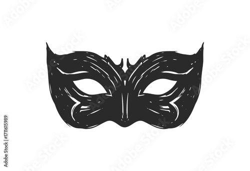 Elegant black masquerade mask with intricate design - stock vector