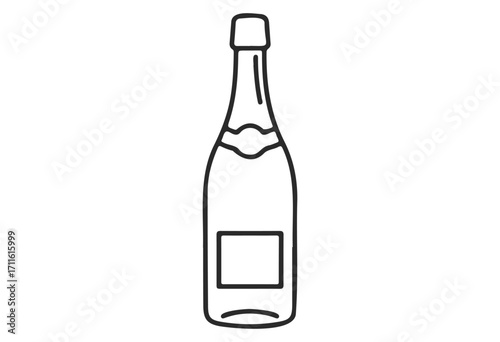 Minimalist black and white wine bottle drawing - stock vector