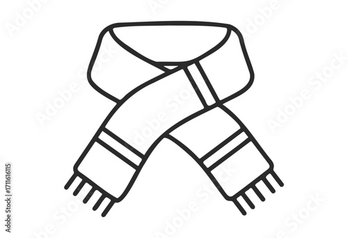 Minimalist winter scarf design with stripes and fringe illustration - stock vector