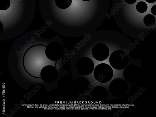 Black background with gradient black 3D abstract ball pattern with hole texture, suitable for digital technology themes, modern, etc.