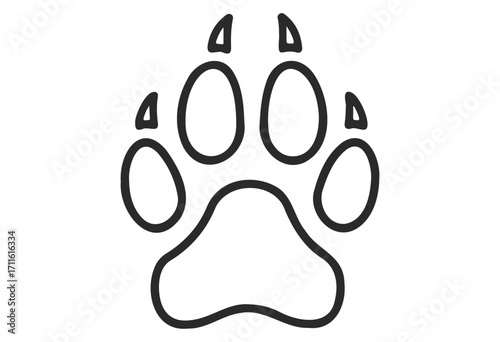 Abstract black animal paw print illustration - stock vector