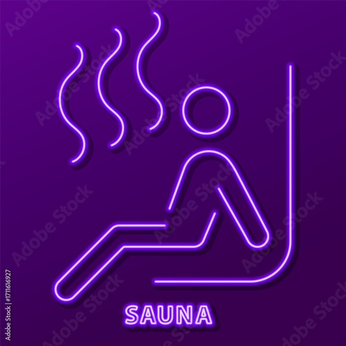 sauna neon sign, modern glowing banner design, colorful modern design trends. Vector illustration.