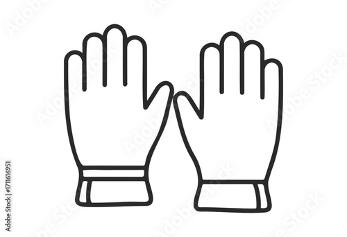 Outline illustration of pair of gloves with cuffs - stock vector
