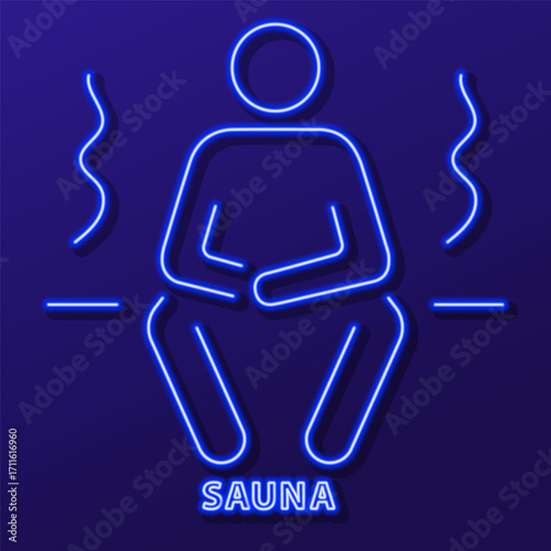 sauna neon sign, modern glowing banner design, colorful modern design trends. Vector illustration.