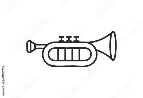 Illustration of a black trumpet on a - stock vector