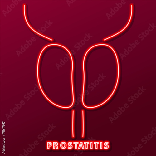 prostatitis neon sign, modern glowing banner design, colorful modern design trends. Vector illustration.