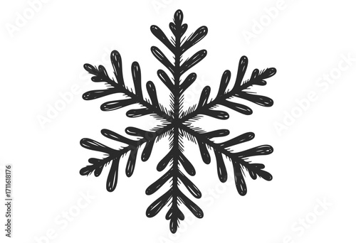 Detailed black snowflake design with intricate patterns - stock vector