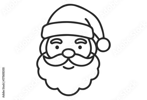 Santa claus outline: iconic christmas symbol in black and white drawing - stock vector