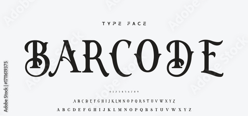 Elegant Font Uppercase and Number. Classic Lettering Minimal Fashion Designs. Typography modern serif fonts regular decorative vintage concept. vector illustration.